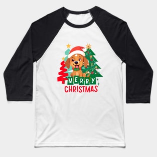 Cute Brown dog Merry Christmas ,Brafdesign Baseball T-Shirt